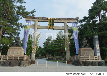 A summer view of Kyoto, Kitano Tenmangu Shrine's Torii Gate and Tanabata Festival A summer view of Kyoto, Kitano Tenmangu Shrine's Torii Gate and Tanabata Festival 55545011