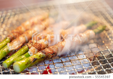 Charcoal grilled asparagus pork belly Charcoal grilled asparagus pork belly 55545397