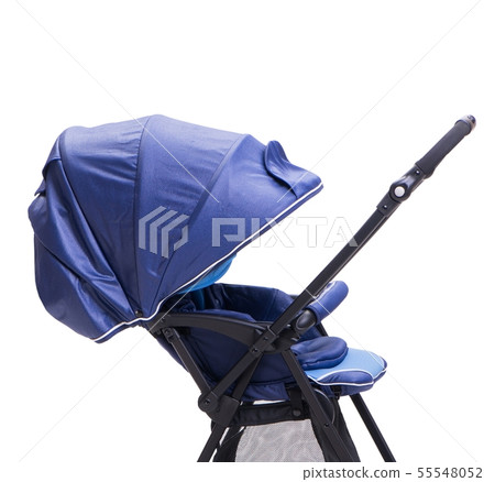 Blue pushchair isolated on white background 55548052