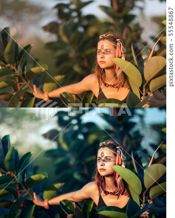 Befor and after retouching collage 55548867