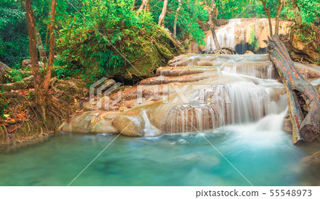 Beautiful waterfall at Erawan national park, Beautiful waterfall at Erawan national park, 55548973