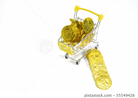Bitcoin Coin Electronic Currency White Backdrop Bitcoin Coin Electronic Currency White Backdrop 55549426