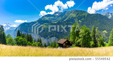 Lonely house in Swiss Alps, Switzerland 55549542