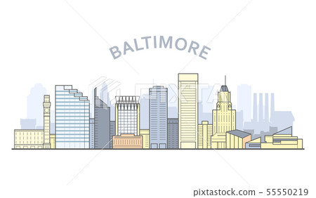 Baltimore cityscape, Maryland - city panorama of 55550219