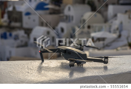 A drone with cityscape of Santorini A drone with cityscape of Santorini 55551654