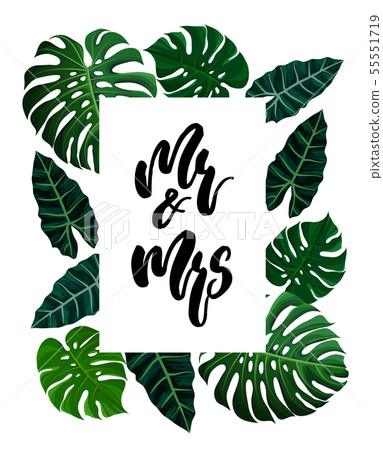 Tropical design with exotic palm leaves. - Stock Illustration [55551719 ...