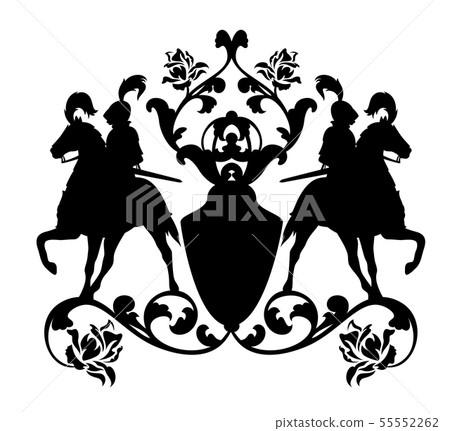 horseback knight black vector coat of arms 55552262