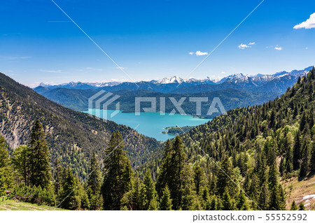 View of the lake Walchensee in the Alps of Bavaria, Germany View of the lake Walchensee in the Alps of Bavaria, Germany 55552592