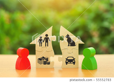 Two human figures divide the house  55552783