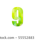 Green natural in number 9 on white background. 55552883