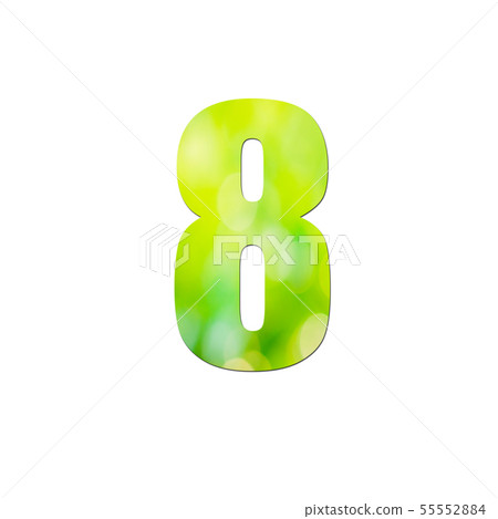Green natural in number 8 on white background. 55552884