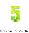 Green natural in number 5 on white background. 55552887