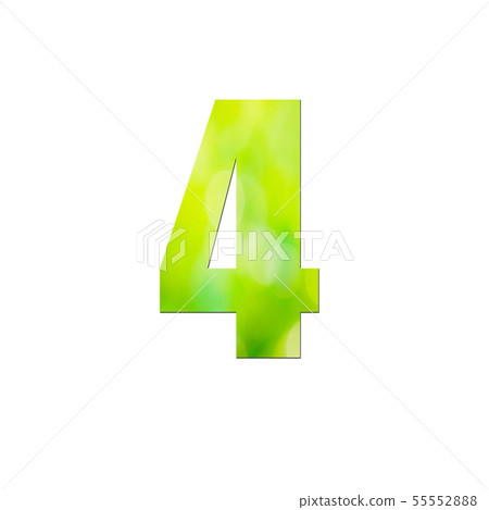 Green natural in number 4 on white background. 55552888