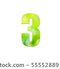 Green natural in number 3 on white background. 55552889