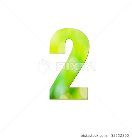 Green natural in number 2 on white background. 55552890