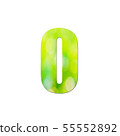 Green natural in number 0 on white background. 55552892