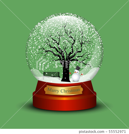 Snow globe with christmas snowman and tree - Stock Illustration ...