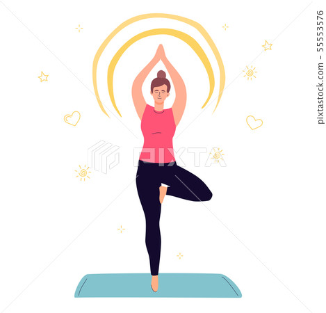 Girl practicing yoga - colorful flat design style illustration Girl practicing yoga - colorful flat design style illustration 55553576