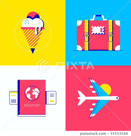 Summer vacation - colorful flat design style... - Stock Illustration ...