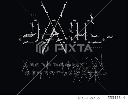 Prison letters and numbers set. Barbed Wire Stroke for Fencing. Font for events, promotions, logos 55553844