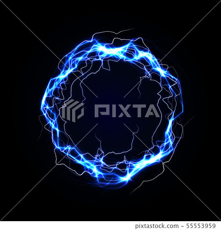 Lightning round frame. Blue plasma magical portal. Vector illustration. Lightning round frame. Blue plasma magical portal. Vector illustration. 55553959