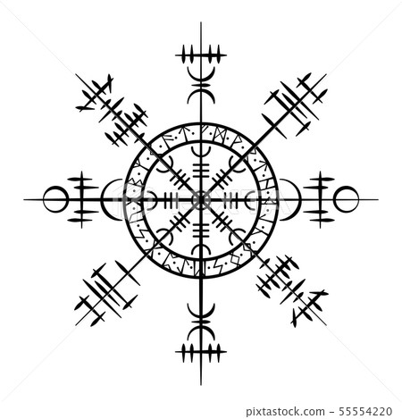 Grunge scandinavian viking tatoo object Grunge scandinavian viking tatoo object 55554220