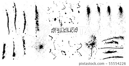 Set of black grunge splash on white background Set of black grunge splash on white background 55554226