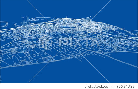 Outline city concept. Wire-frame style 55554385