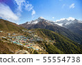 Namche Bazaar aerial view, mount Thamserku, Everest trek, Himalaya, Nepal 55554738