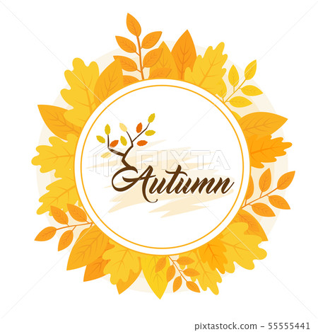 Autumn forest leaves round frame 55555441
