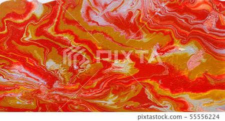 red and golden picture in fluid acrylic technique 55556224