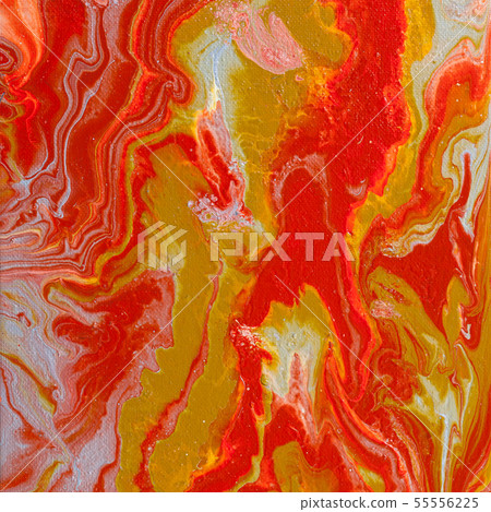 red and yellow picture in acrylic flow technique 55556225