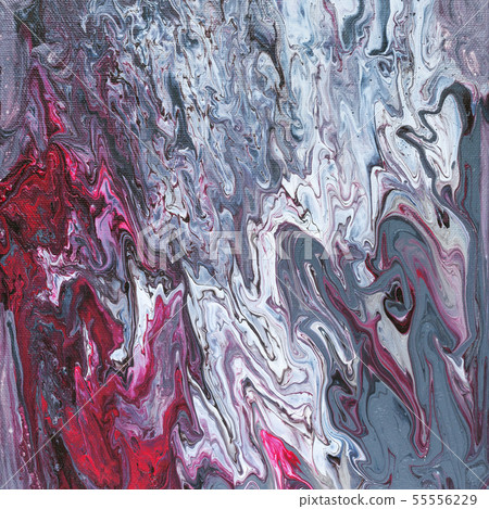 red and silver picture in acrylic flow technique 55556229