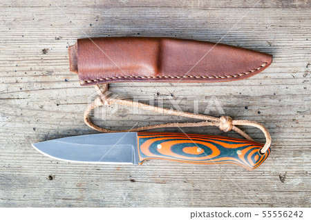 hand forged blackened steel knife with sheath 55556242