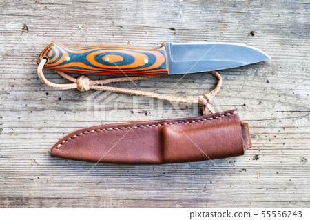 handcrafted blackened steel knife with sheath 55556243