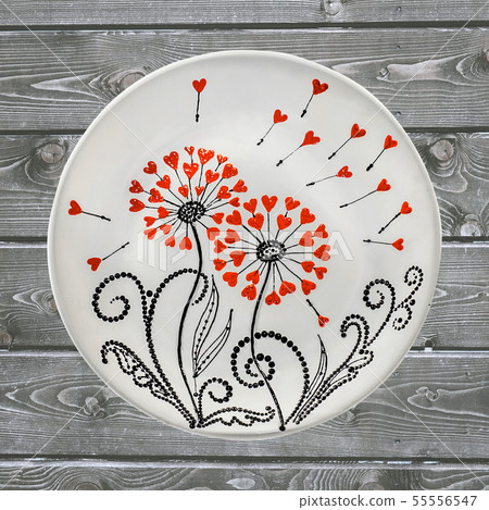 Decorative ceramic plate, hand painted with Decorative ceramic plate, hand painted with 55556547