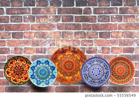 Set of decorative ceramic plates hand-painted with Set of decorative ceramic plates hand-painted with 55556549