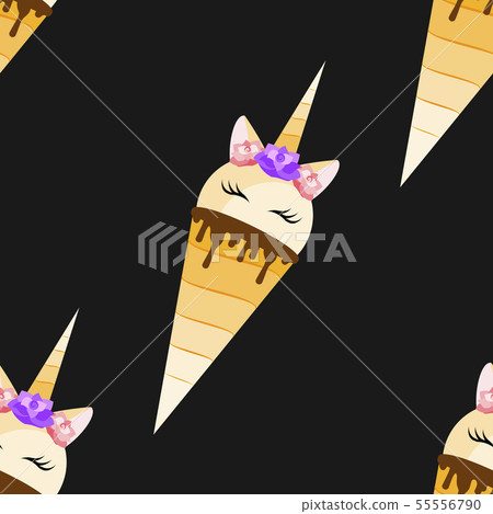 Ice cream. Unicorn. Seamless pattern. Vector illustration. Flat design 55556790