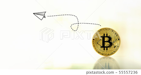 Paper airplane with bitcoin Paper airplane with bitcoin 55557236