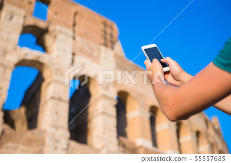 Closeup smartphone background of Great Colosseum, Rome, Italy 55557685
