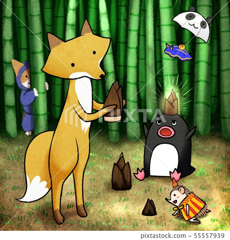 Animals hunting bamboo shoots with bamboo bamboo (delicious ingredients, bamboo basket) Animals hunting bamboo shoots with bamboo bamboo (delicious ingredients, bamboo basket) 55557939