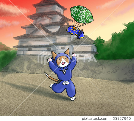 追逐在城堡和降傘海牛前面的貓ninja 追逐在城堡和降傘海牛前面的貓ninja 55557940