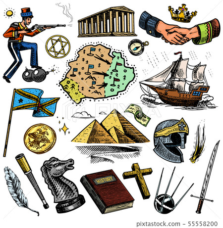 The history of people, science and education, religion and travel, discoveries and old ancient 55558200