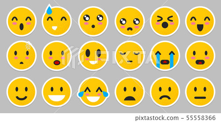 Set of yellow Emoticons. Isolated smile face. Emoji Mood on Gray background . Vector illustration 55558366