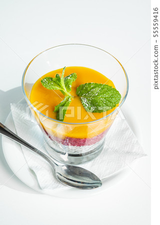 Coconut Milk Chia Pudding with fruits 55559416