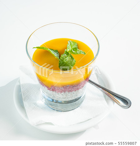 Coconut Milk Chia Pudding with fruits 55559807