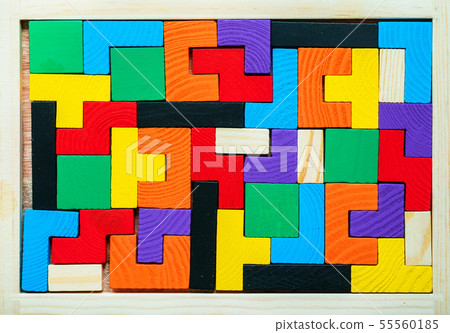 Tetris toy wooden blocks closeup Tetris toy wooden blocks closeup 55560185