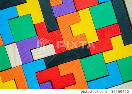 Tetris toy wooden blocks closeup Tetris toy wooden blocks closeup 55560420