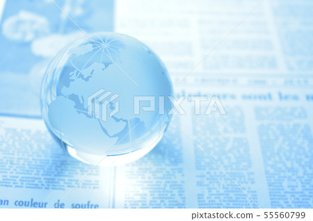 Globe and English Newspaper Global Image 55560799