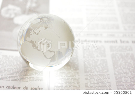 Globe and English Newspaper Global Image 55560801